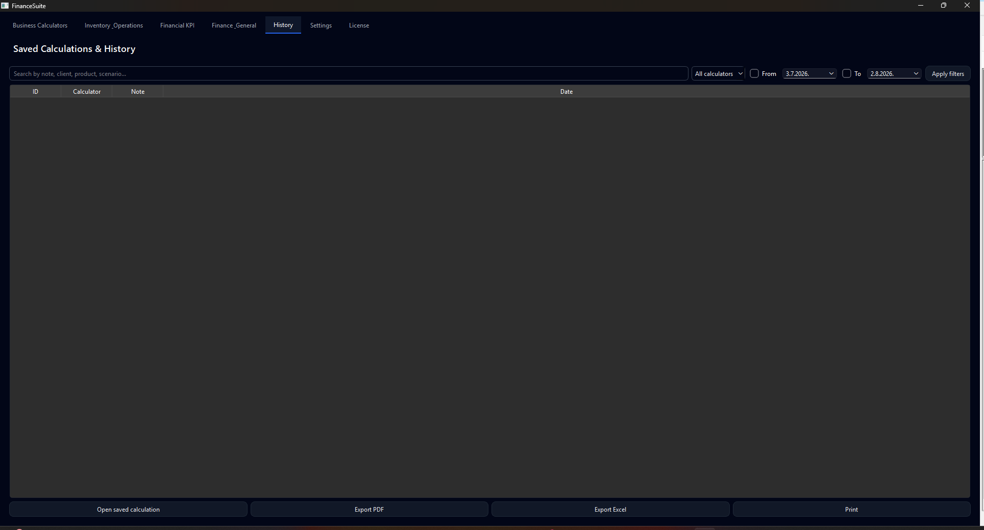 FICO369 screen: History