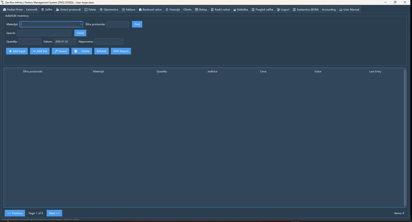 FMS reports view for production and operational analysis