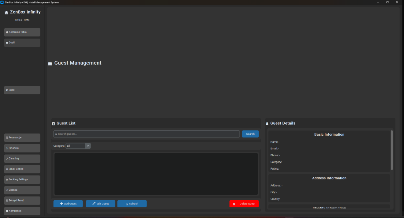 HMS reservations module for bookings and room status