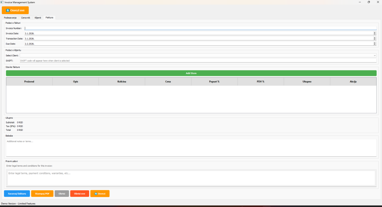 IMS dashboard for invoice overview