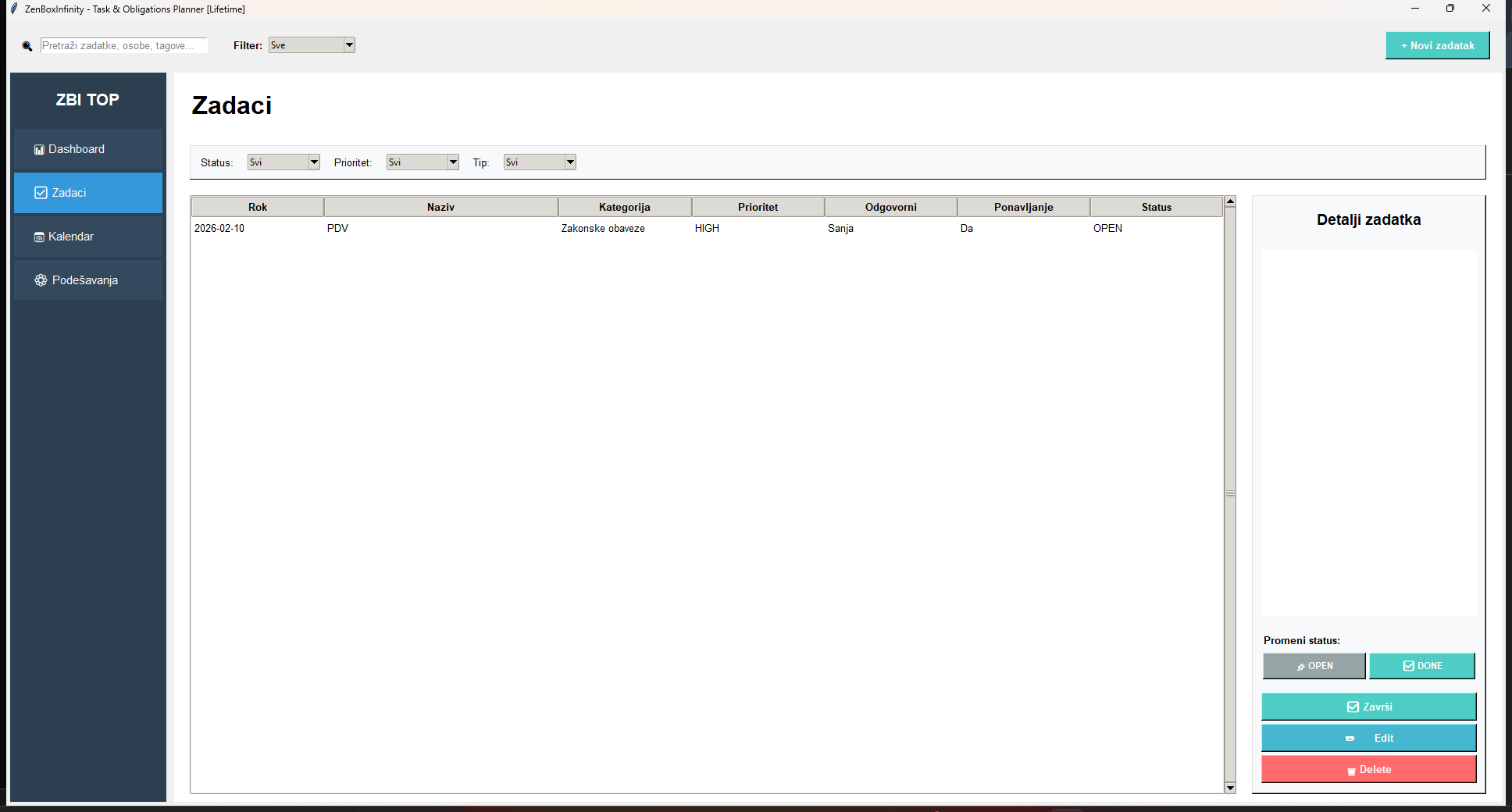 TOP tasks module for daily obligations